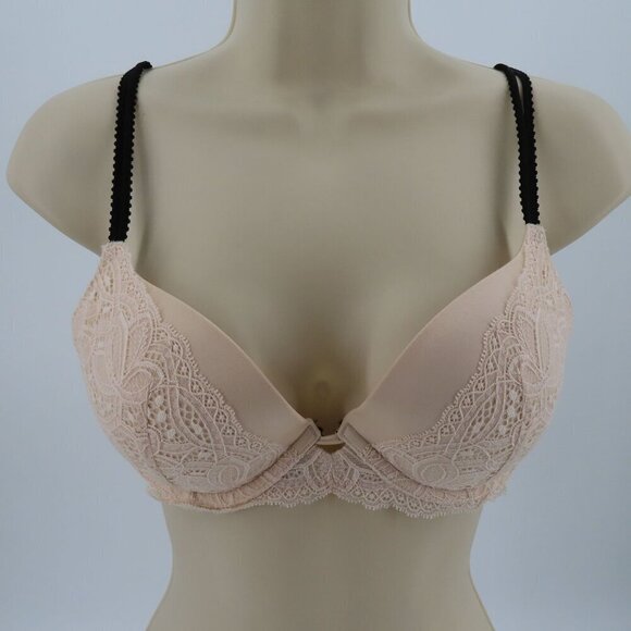Victorias Secret 32D Very Sexy Push Up Bra Cream Lace Black Padded Underwire - Picture 16 of 16